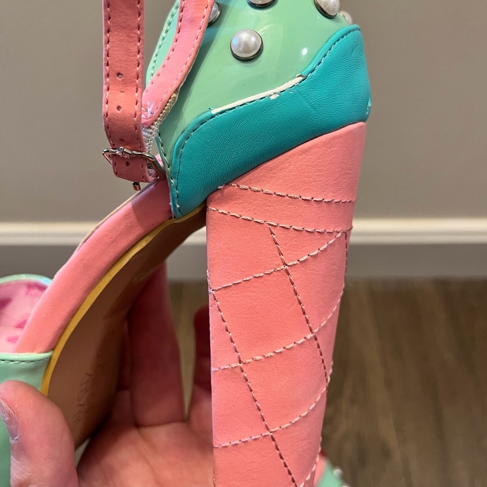 Iron Fist Mint and Pink Platform Heels - Picture 7 of 16